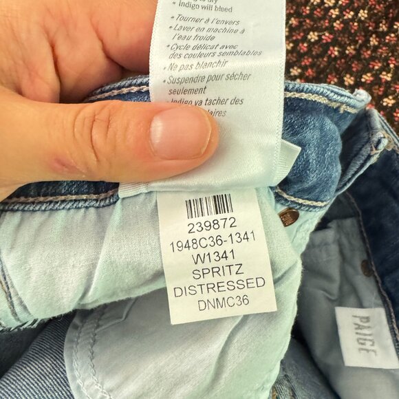 ☀️ PAIGE DENIM Jeans Spritz Distressed Size 27 Crop Ankle Length Medium Wash - Picture 11 of 11